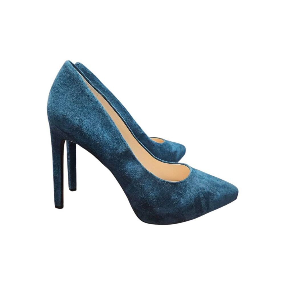 Nine West Teal Blue Suede Leather Heels Womens size 10.5 - Picture 2 of 9